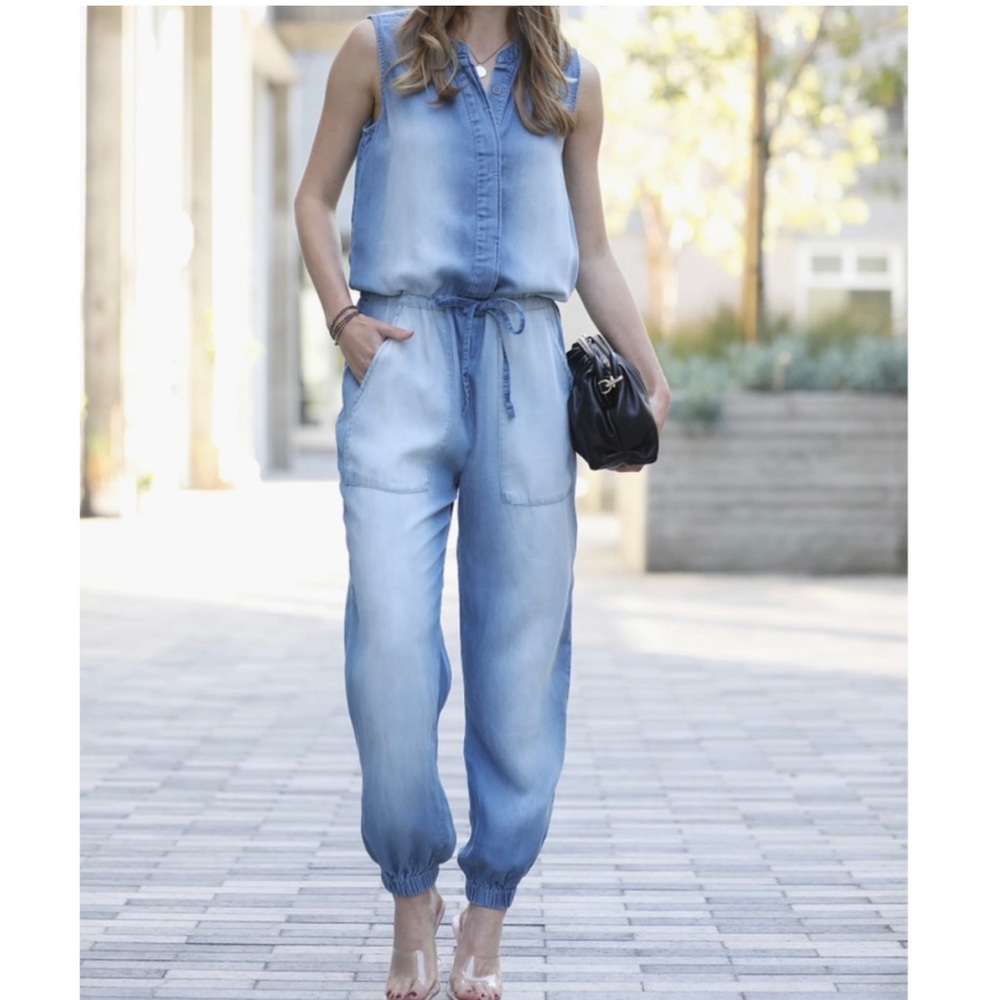 Erin Most Fabulous Chambray jean Tie waist Jumpsuit